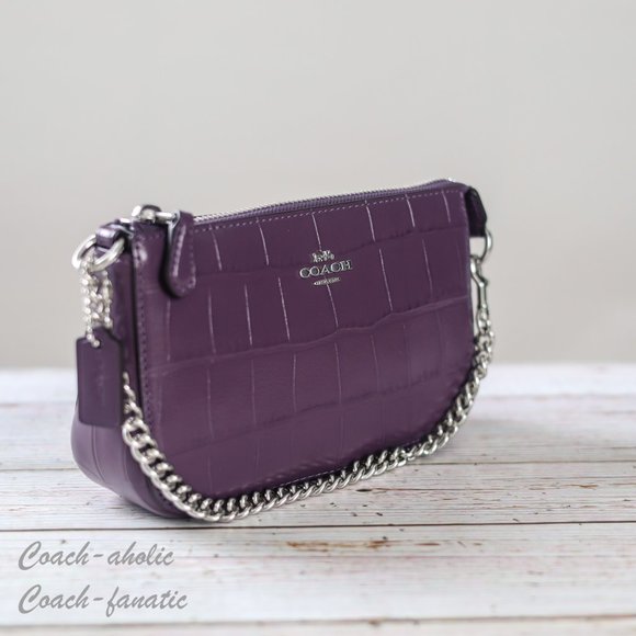 NWT Coach CN382 Nolita 19 in Crocodile-embossed Leather Silver/Amethyst - Picture 3 of 10
